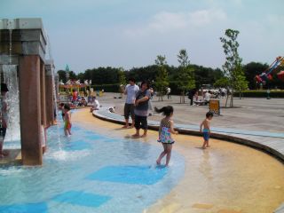 海浜公園で水遊び
